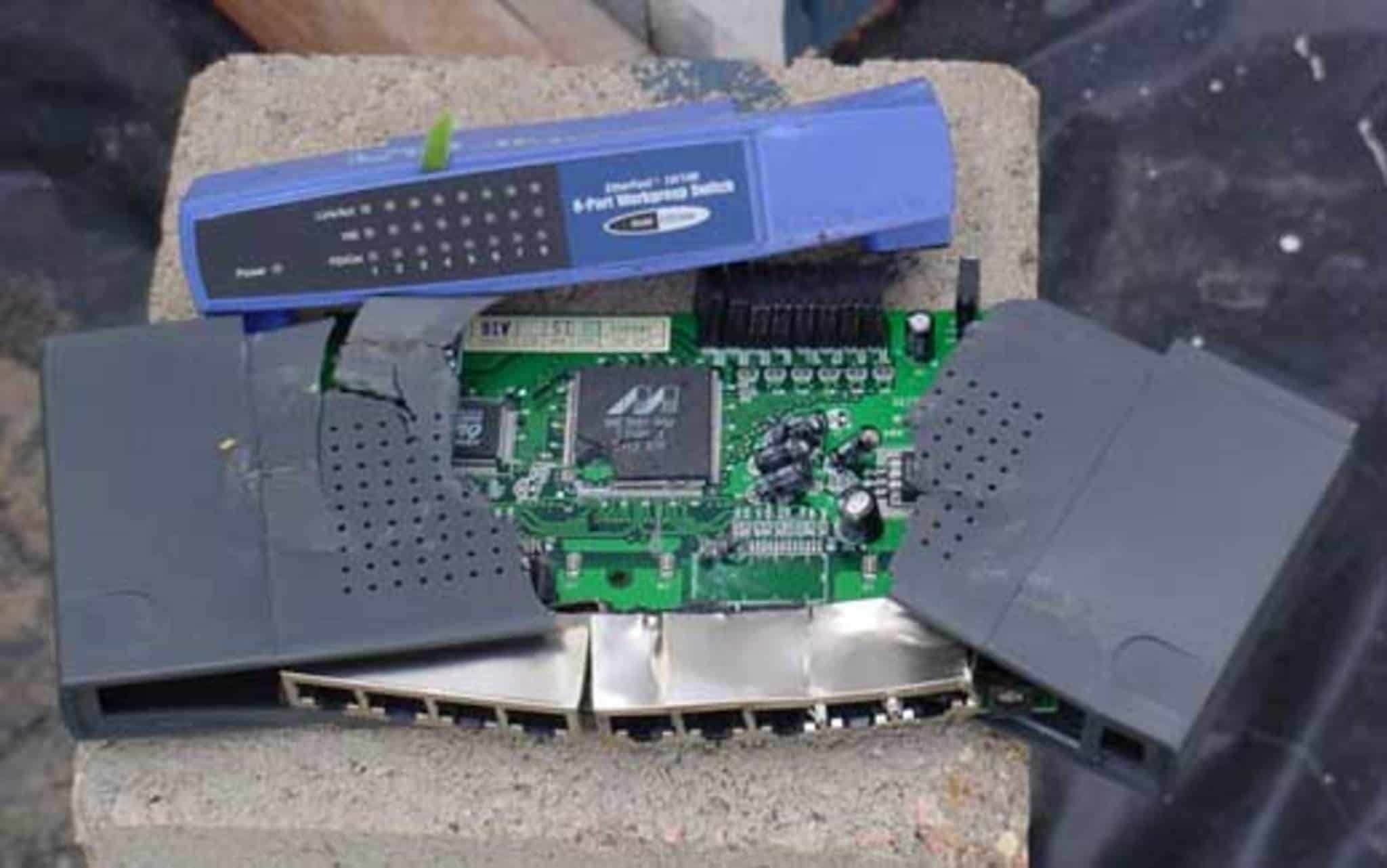 linksys router smashed